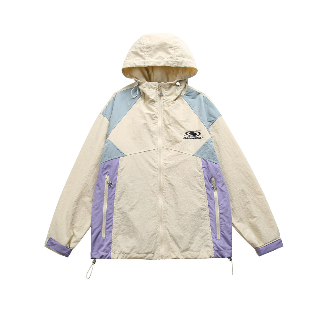 Unisex Leichte Kapuzen‑Windjacke im Colorblock‑Design mit Zwei‑Wege‑Reißverschluss Shop Nory