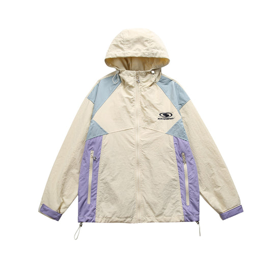 Unisex Leichte Kapuzen‑Windjacke im Colorblock‑Design mit Zwei‑Wege‑Reißverschluss Shop Nory