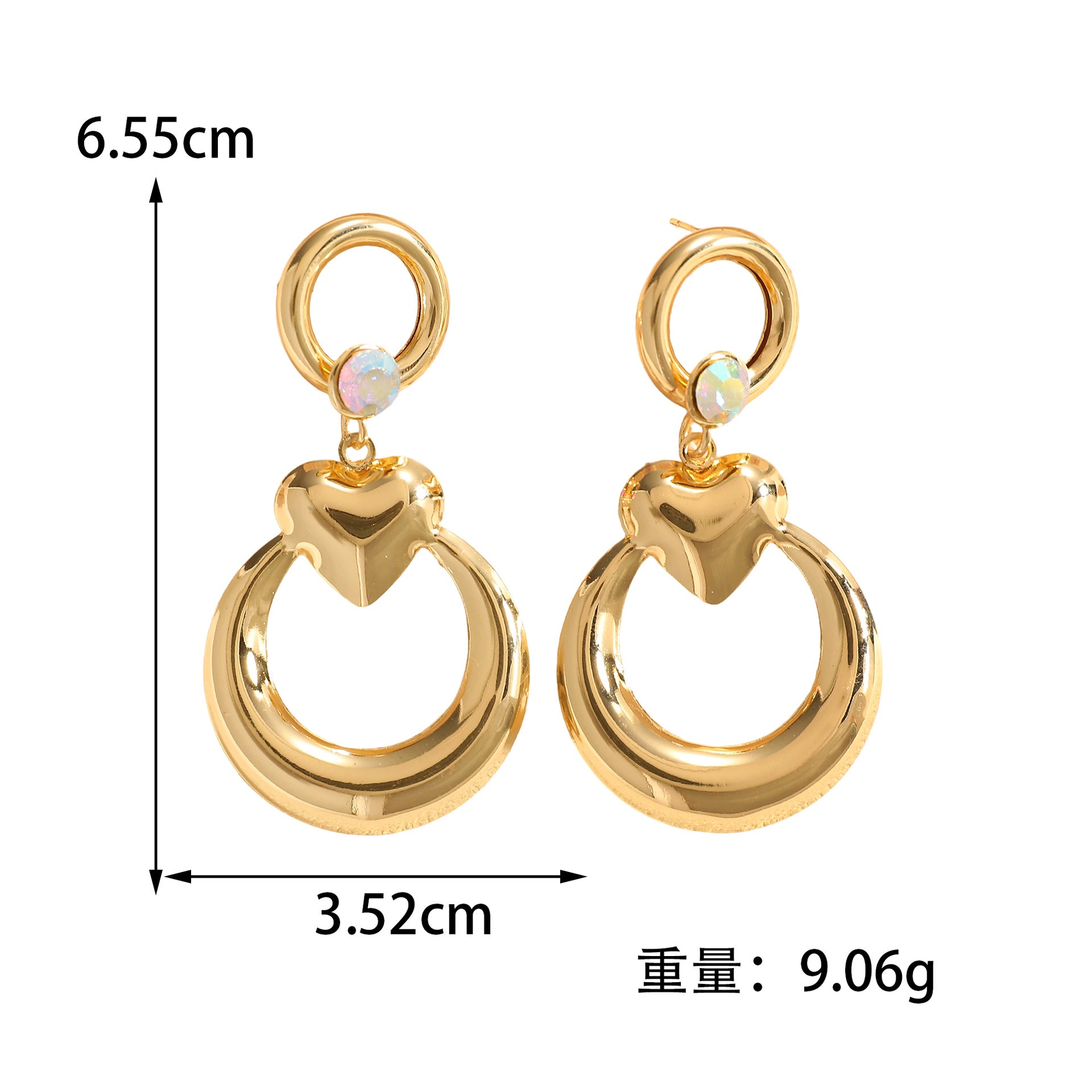 Damen Ohrringe mit modernem Herz- und Ringdesign Shop Nory