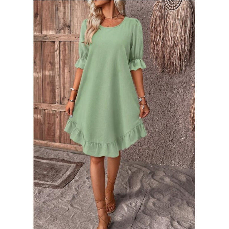 Damen Sommerliches Freizeitkleid mit Rüschendetails und lockerem Schnitt