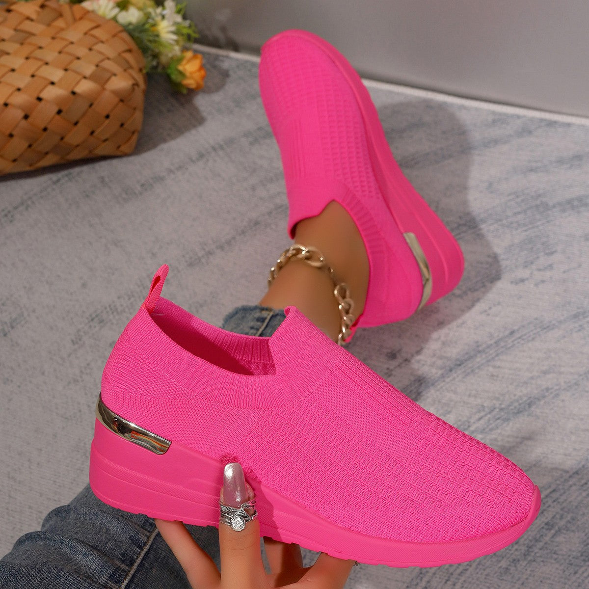 Damen Sneakers mit rutschfester Sohle und modischem Leopardenmuster