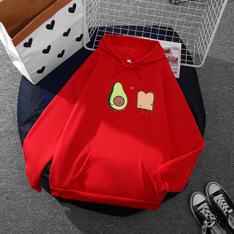 Damen nan gemütlicher Kapuzenpullover mit Avocado‑Toast-Illustration, weichem Fleece-Innenfutter und Kängurutasche Shop Nory
