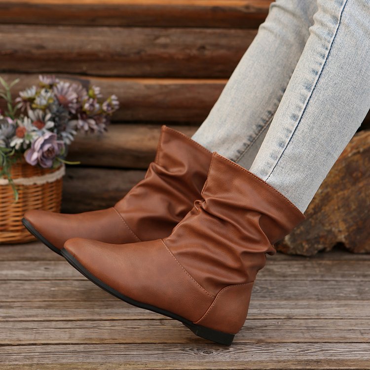 Damen modische Stiefeletten mit elegantem Rüschendesign und weichem Obermaterial