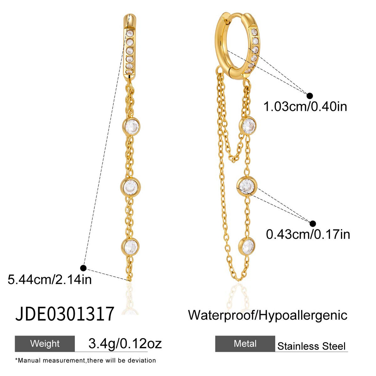 Damen Ohrhänger mit funkelnden Zirkonia-Anhängern und hypoallergenem Edelstahl Shop Nory