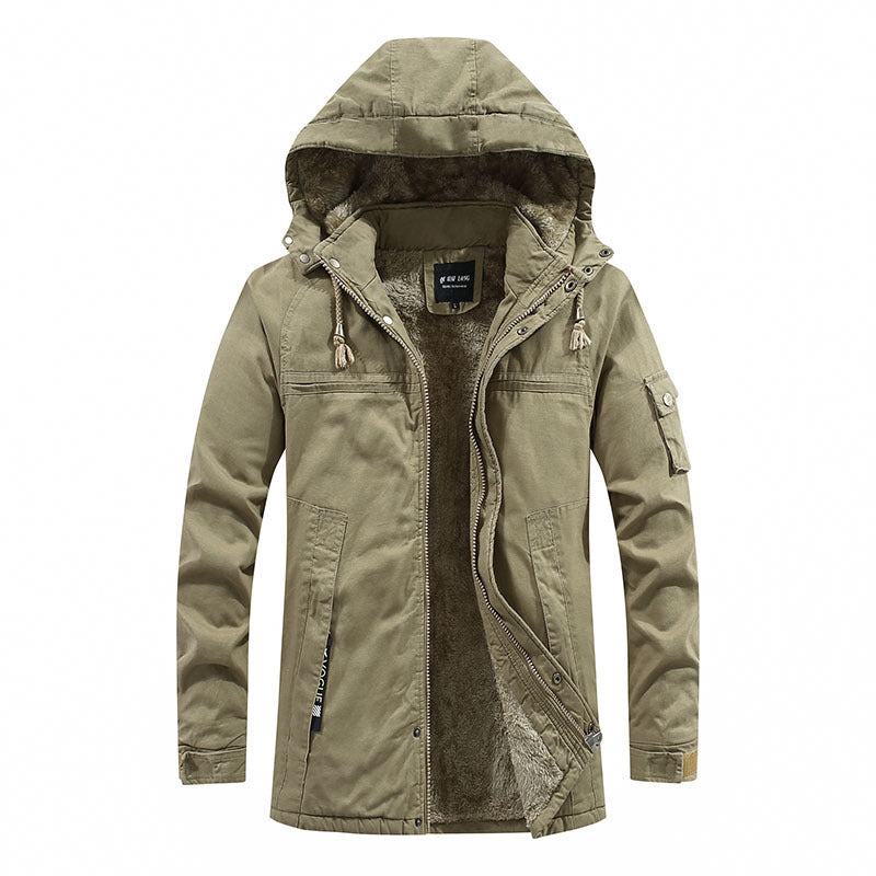 Herren winddichter Canvas-Parka mit kuscheliger Teddyfleece-Fütterung und funktionaler Kapuze Shop Nory