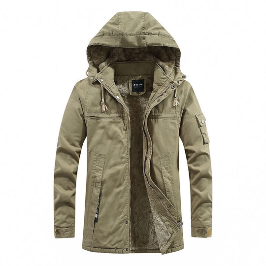 Herren winddichter Canvas-Parka mit kuscheliger Teddyfleece-Fütterung und funktionaler Kapuze Shop Nory