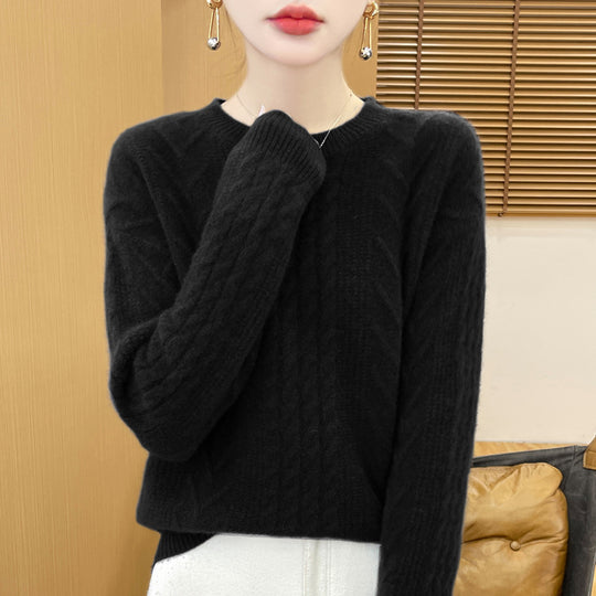Damen Kurzpullover mit Zopfmuster, Rundhals und kaschmirähnlicher Weichheit Shop Nory
