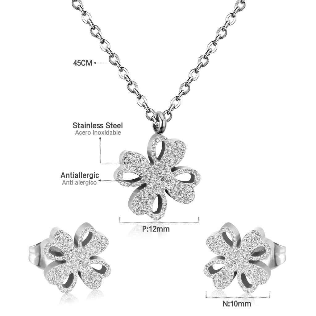 Damen Schmuckset mit herzförmigen Anhängern aus goldplattiertem Edelstahl Shop Nory