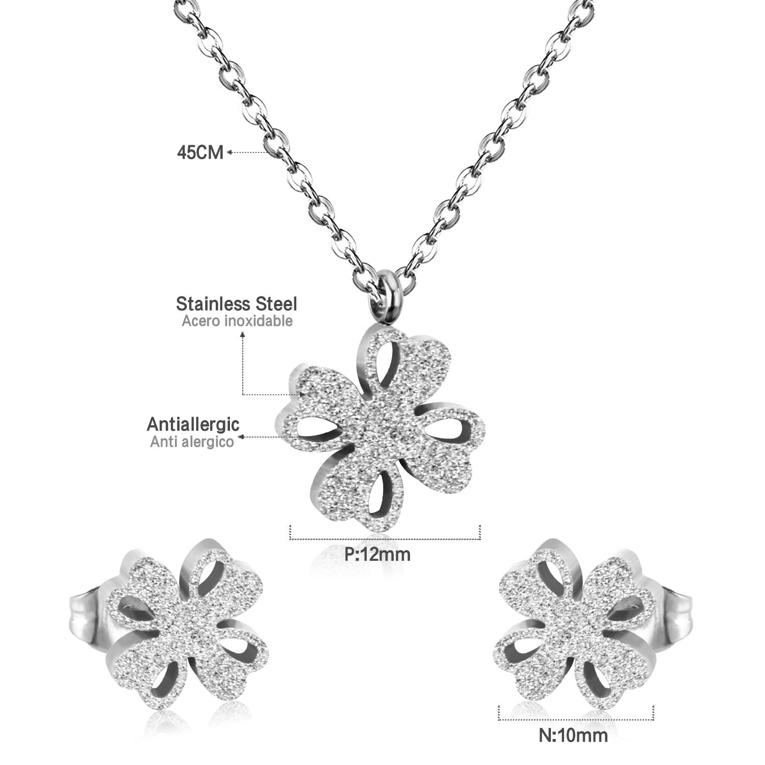 Damen Schmuckset mit herzförmigen Anhängern aus goldplattiertem Edelstahl Shop Nory