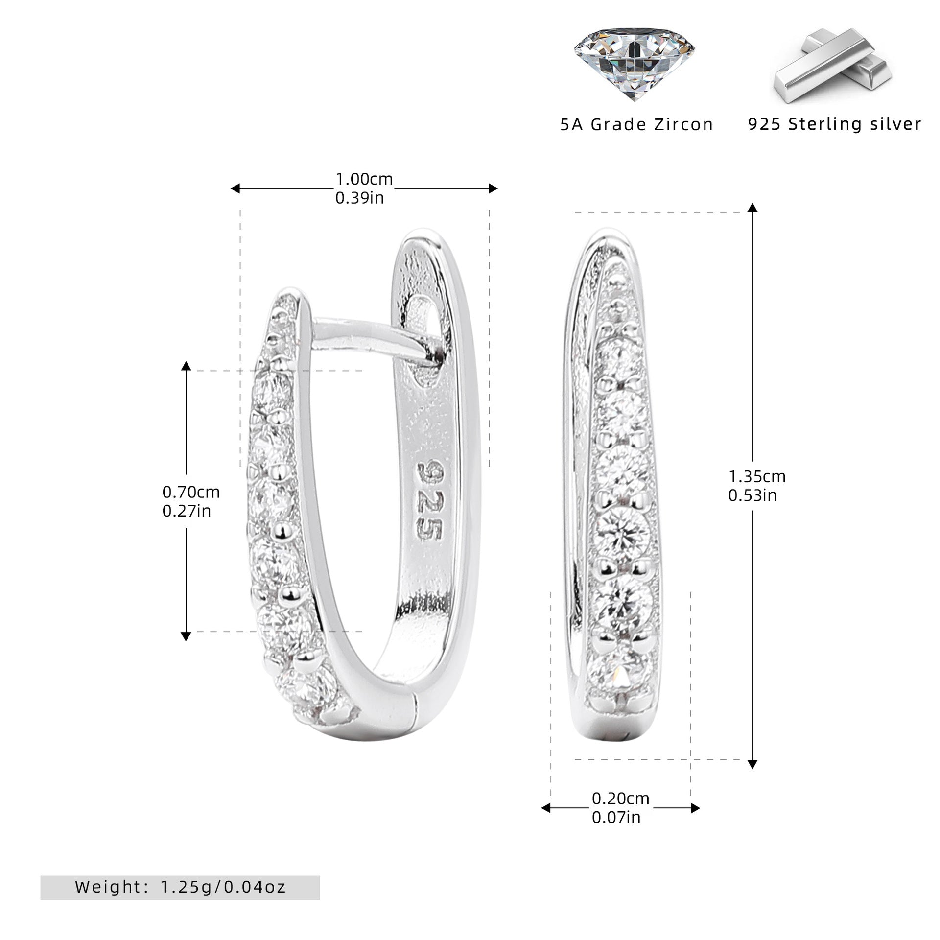 Damen Ohrhänger mit funkelndem Zirkonbesatz aus hochwertigem 925 Sterlingsilber Shop Nory