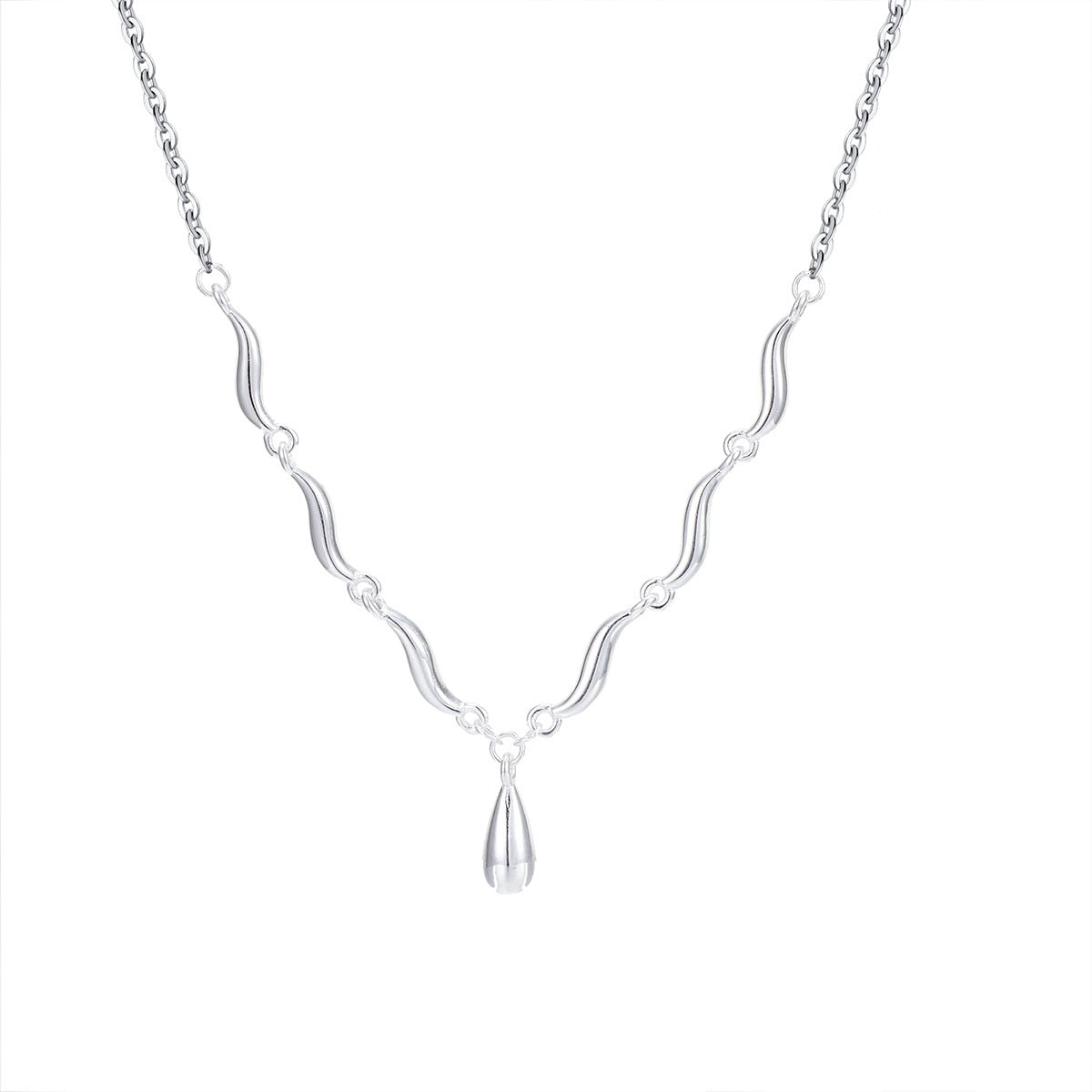 Damen elegante Kette mit geschwungenen Elementen und tropfenförmigem Anhänger Shop Nory