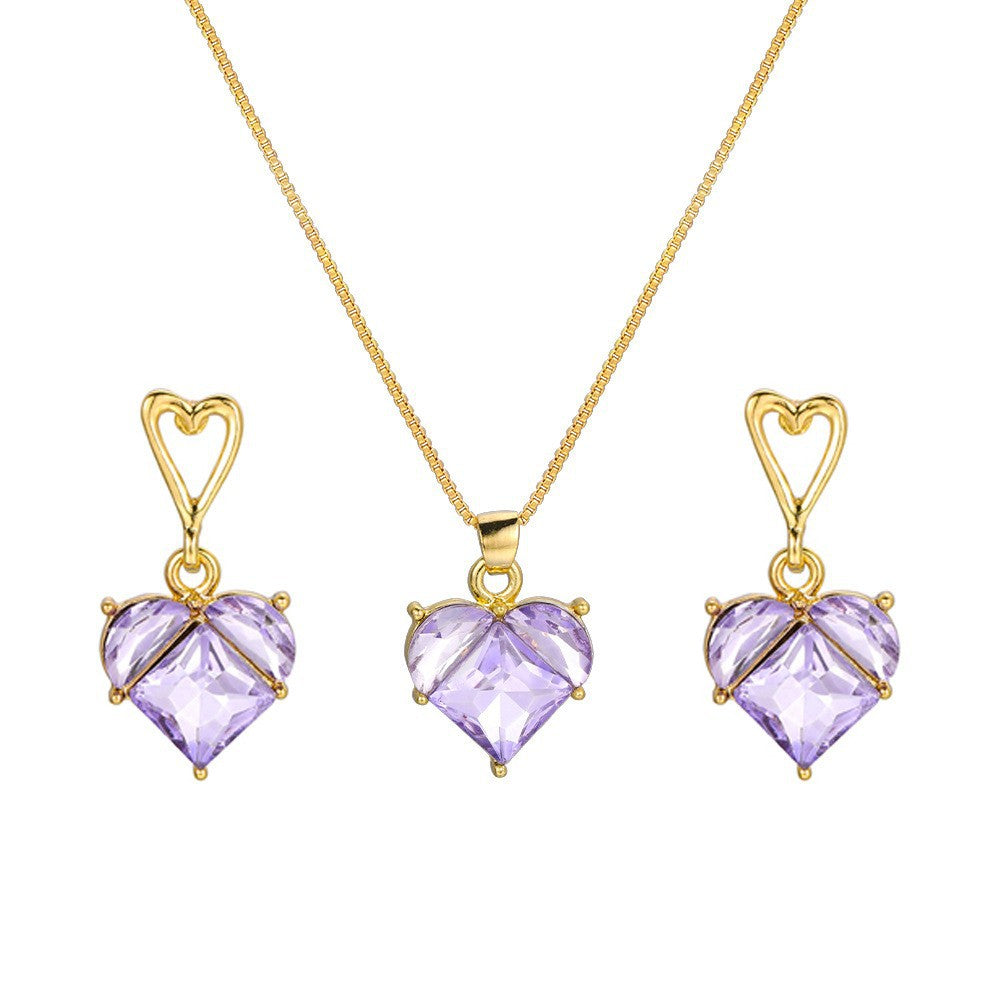 Damen Schmuckset mit herzförmigen Kristallanhängern Shop Nory