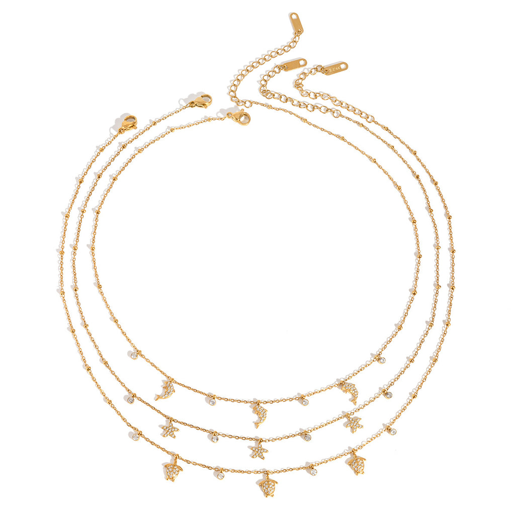 Damen Halskette mit funkelnden Zirkonia-Elementen und hypoallergenem Edelstahl Shop Nory