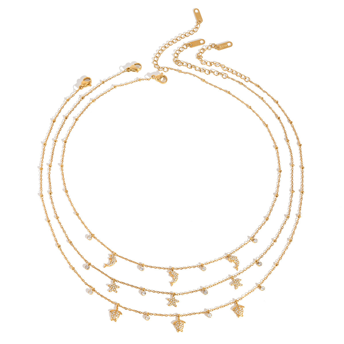 Damen Halskette mit funkelnden Zirkonia-Elementen und hypoallergenem Edelstahl Shop Nory