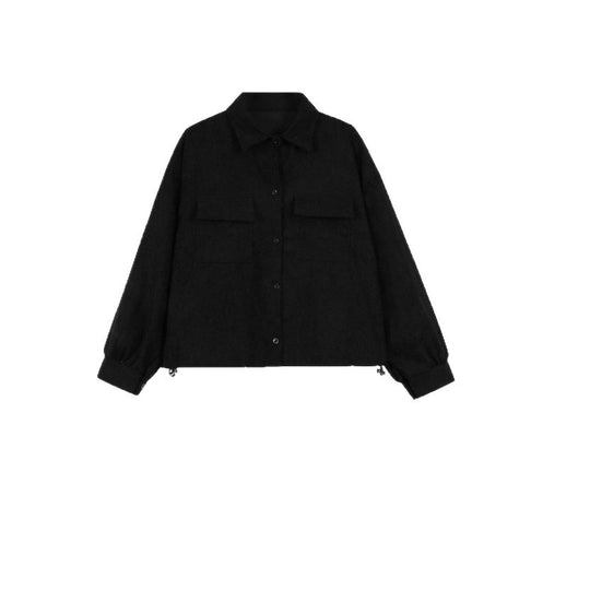 Damen Kurzgeschnittene Cordjacke mit Oversize-Ärmeln und Brusttaschen Shop Nory