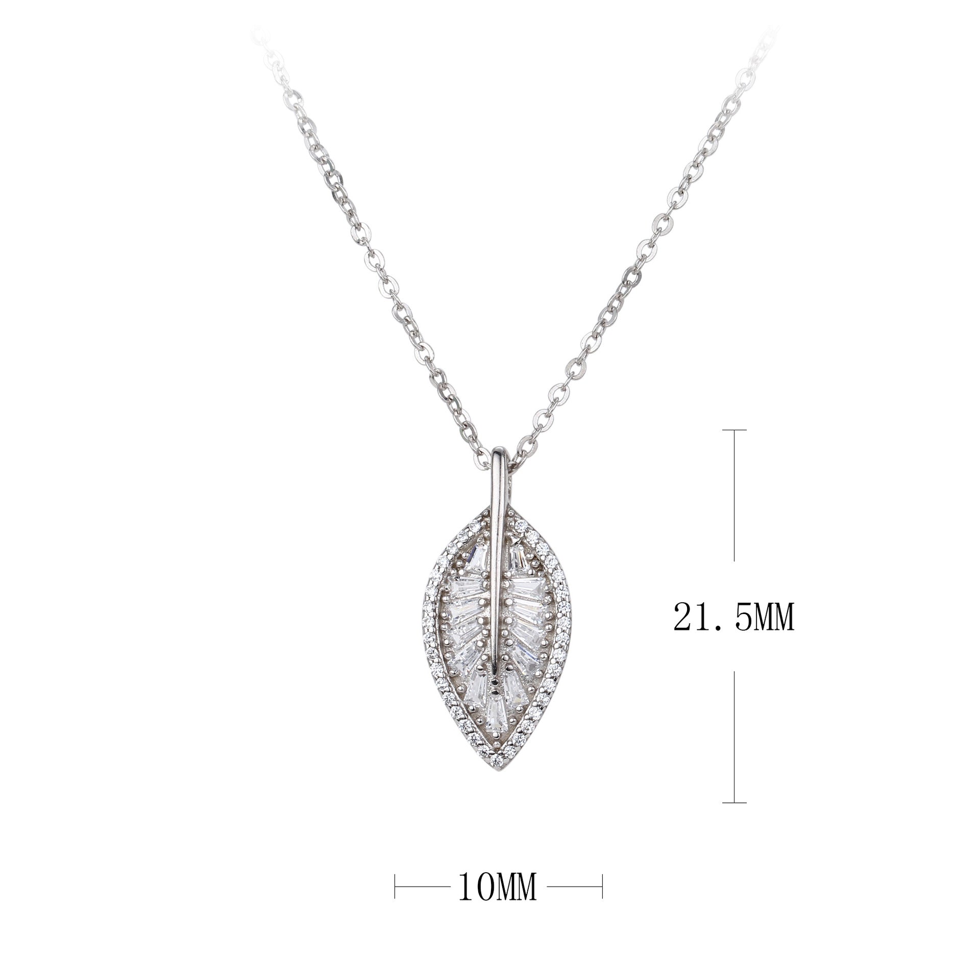 Damen Halskette mit elegantem Blattanhänger und funkelndem Zirkonbesatz Shop Nory