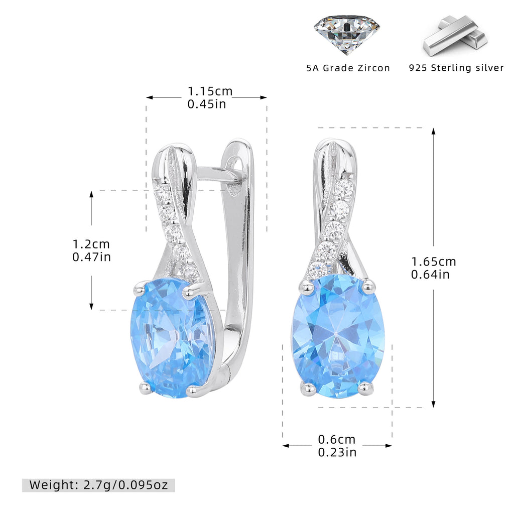 Damen Ohrhänger mit elegantem ovalen Design aus 925 Sterlingsilber und funkelnden Zirkonen Shop Nory