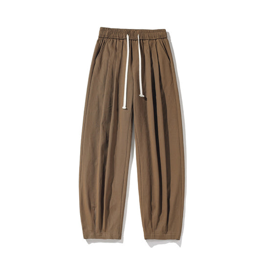 Herren Weitgeschnittene Palazzo-Loungehose mit Tunnelzug, hoher Taille und fließender Baumwollmischung Shop Nory