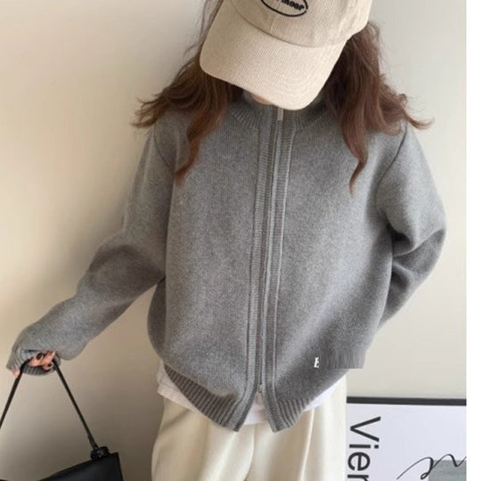 Damen Modische Strickjacke mit leichtem Reißverschluss Shop Nory