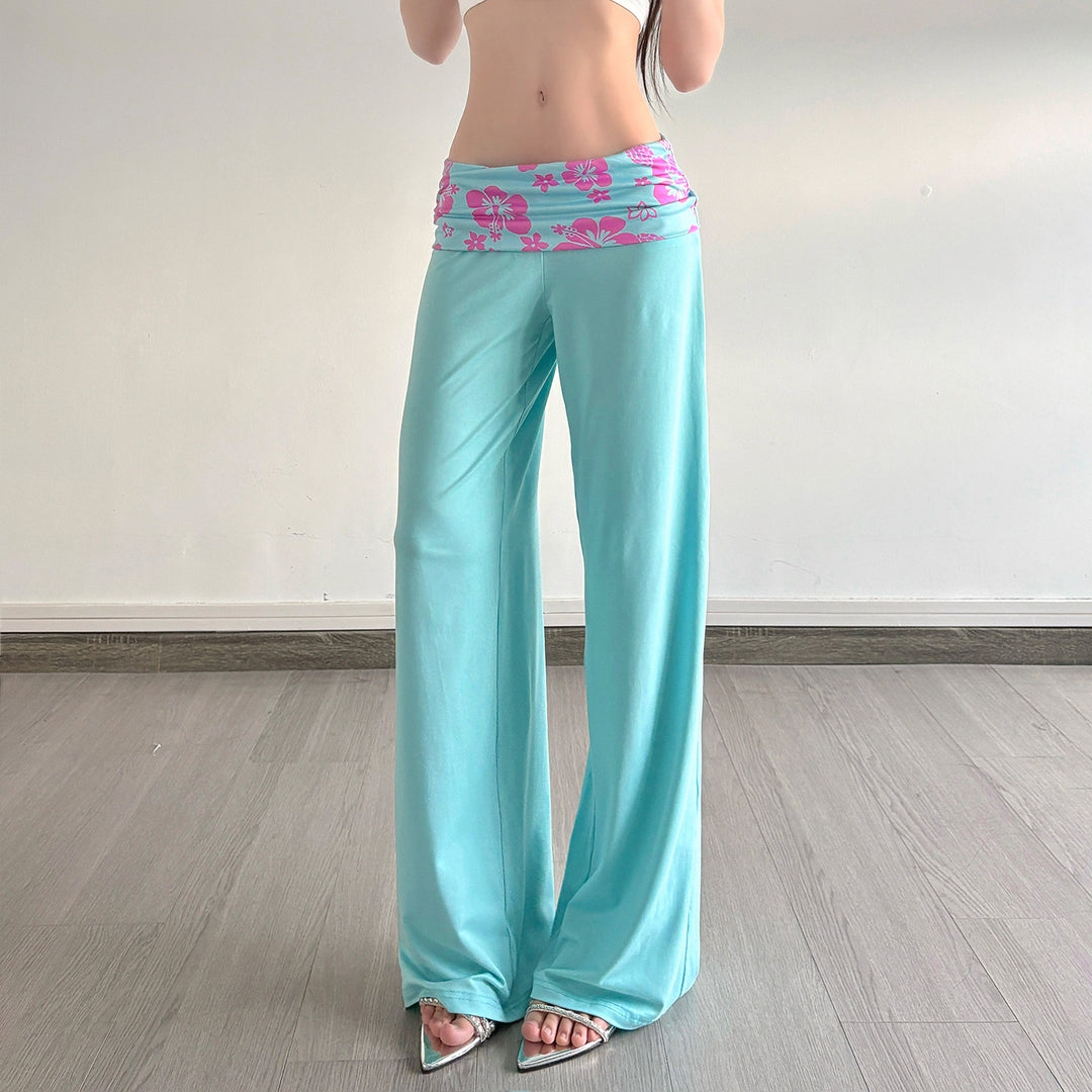 Damen nan weite Yoga-Palazzohose mit Umschlagbund und hoher Taille Shop Nory