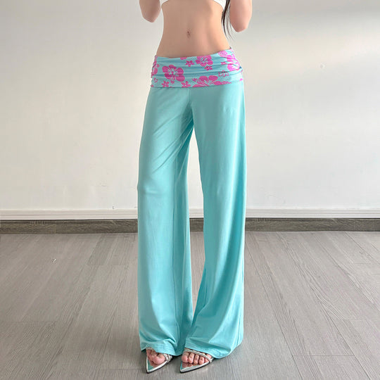 Damen nan weite Yoga-Palazzohose mit Umschlagbund und hoher Taille Shop Nory