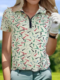 Damen Golfpolo mit modernem Reißverschluss und lShopnoryhaftem Design