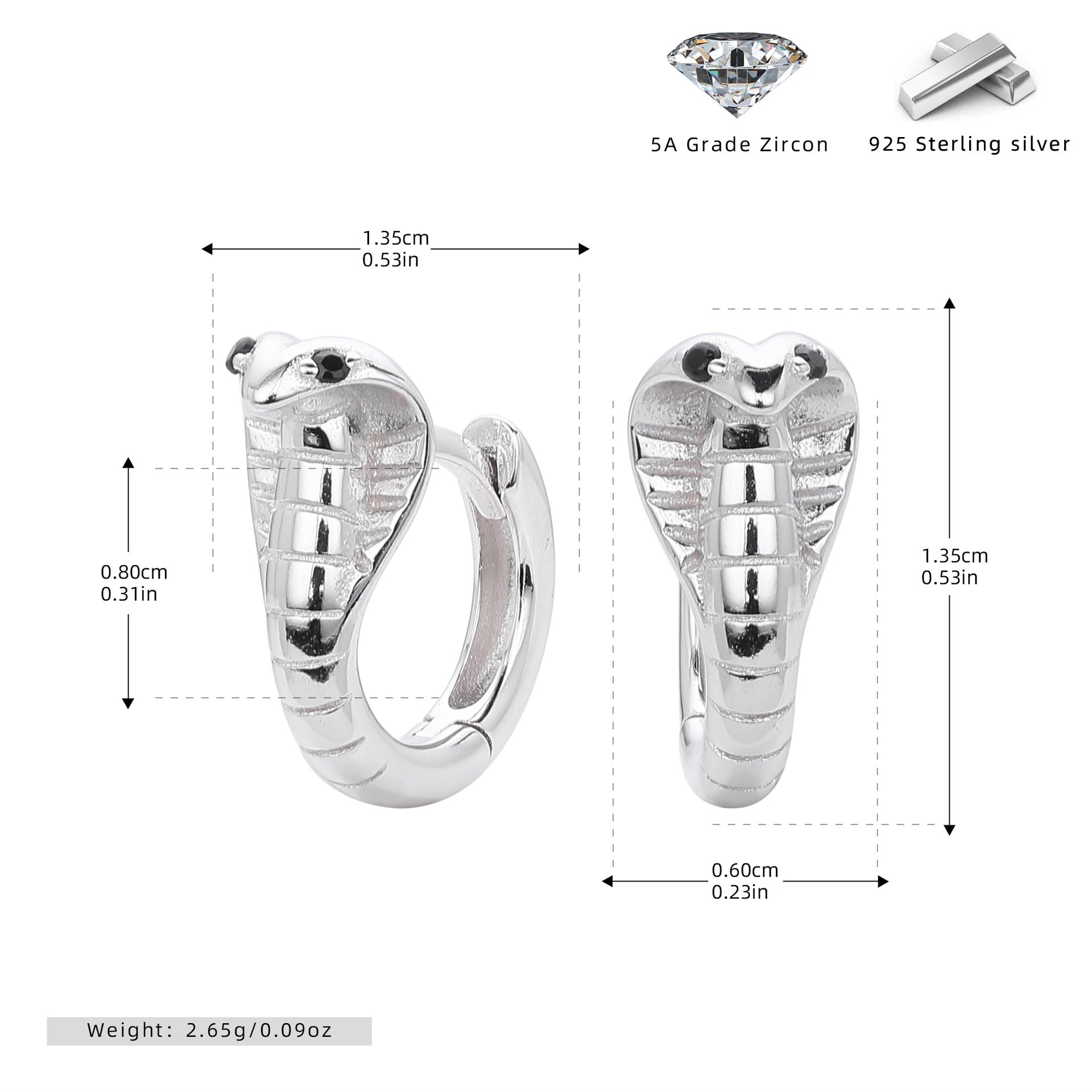 Damen Ohrhänger im eleganten Schlangen-Design aus hochwertigem 925 Sterling Silber Shop Nory