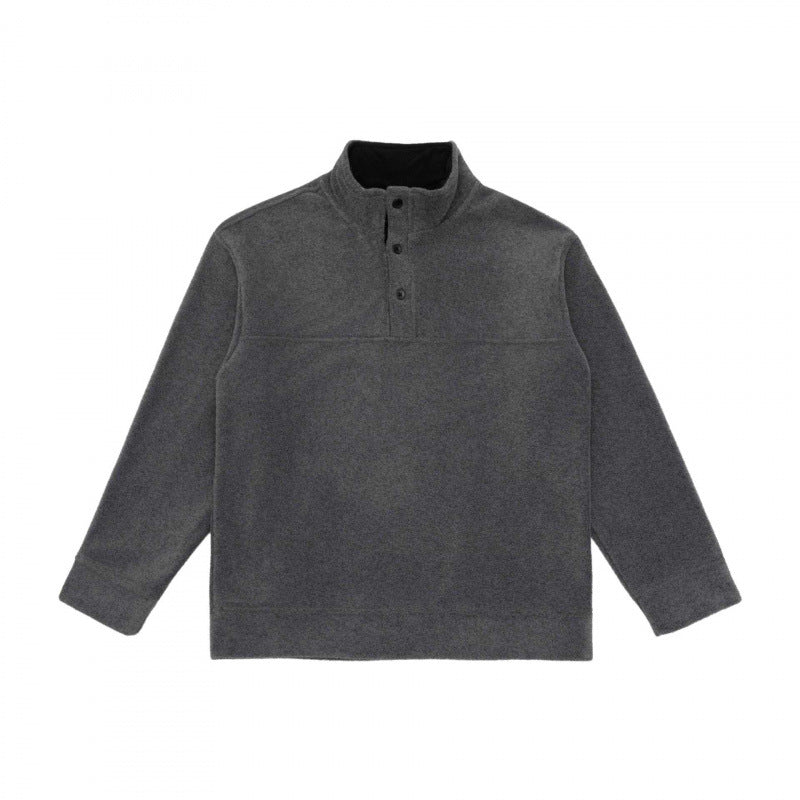 Unisex Henley-Fleecepullover mit kurzem Knopfverschluss, Stehkragen und Boxy‑Schnitt Shop Nory