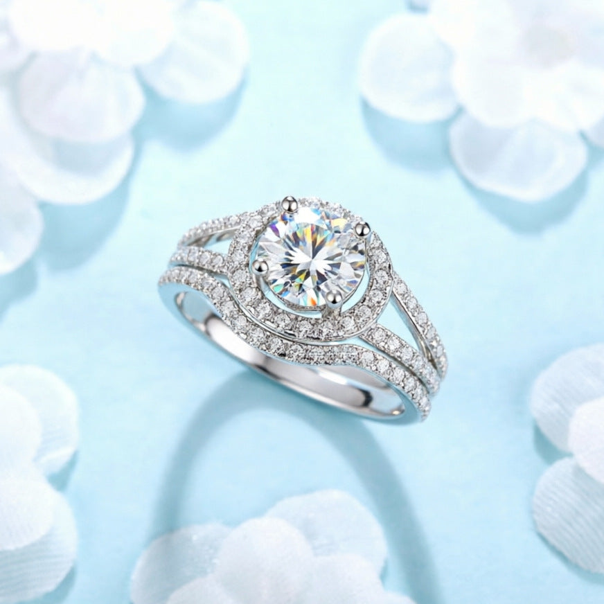 Damen Ring mit geschwungenem Design und funkelndem Zirkonia-Besatz Shop Nory