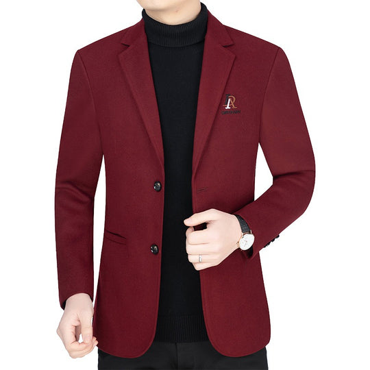 Herren Slim-Fit Wollmix-Sakko mit Revers und Brustlogo Shop Nory