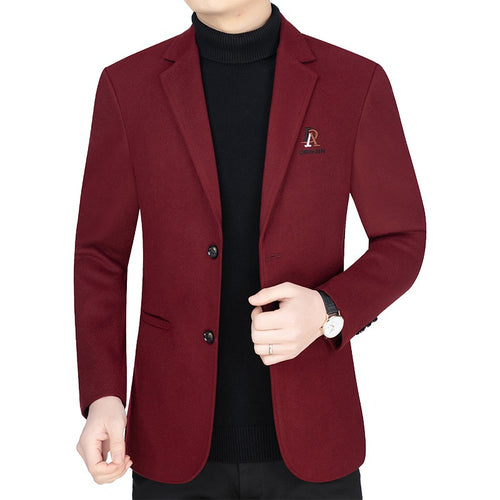 Herren Slim-Fit Wollmix-Sakko mit Revers und Brustlogo Shop Nory