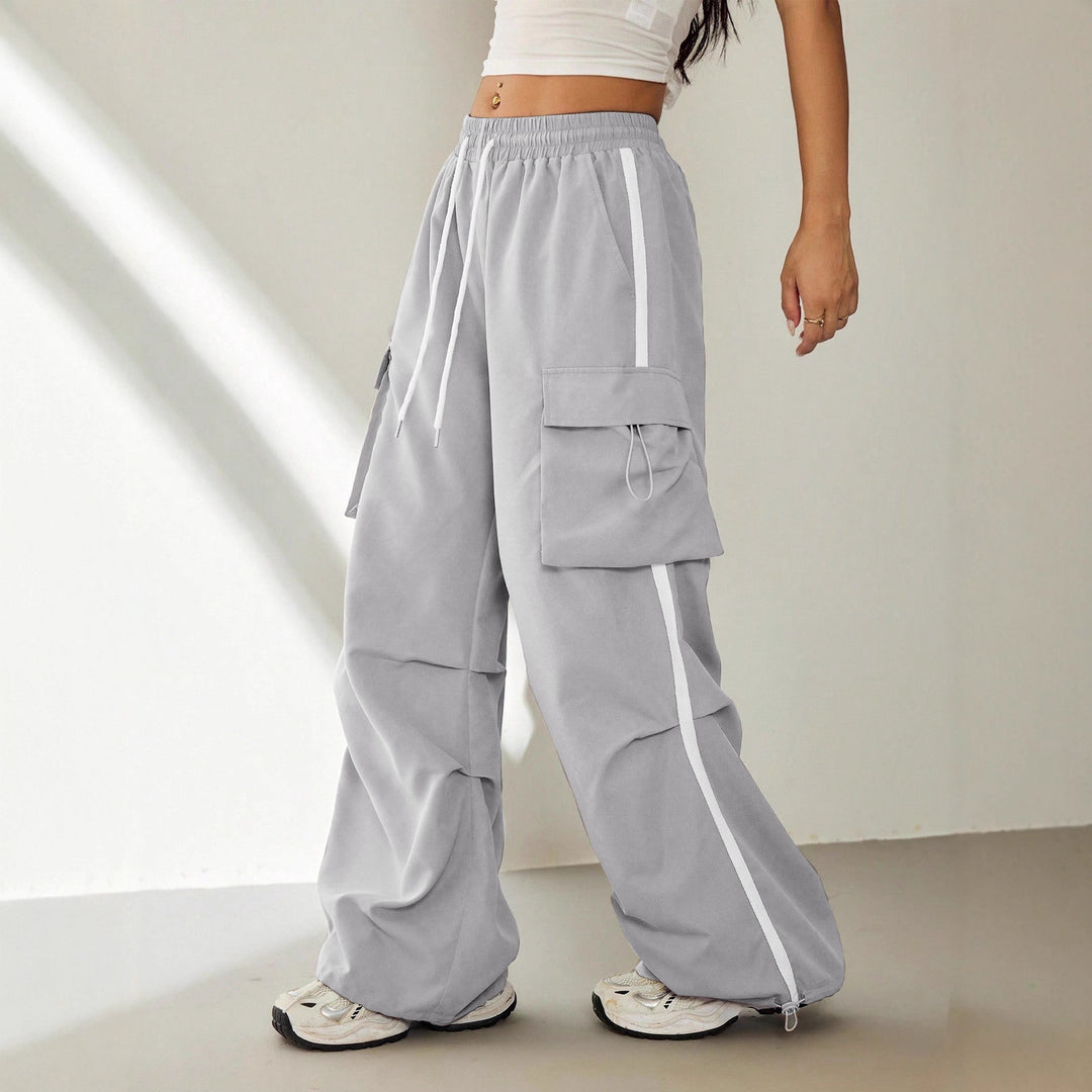 Damen Weite Cargo‑Loungehose mit Gummibund, Tunnelzug und großen Klappentaschen Shop Nory