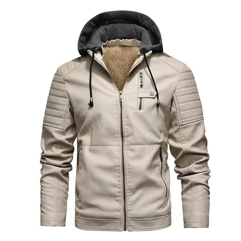 Herren Lederjacke mit abnehmbarer Kapuze Shop Nory