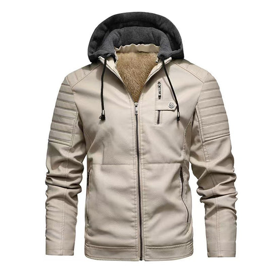 Herren Lederjacke mit abnehmbarer Kapuze Shop Nory