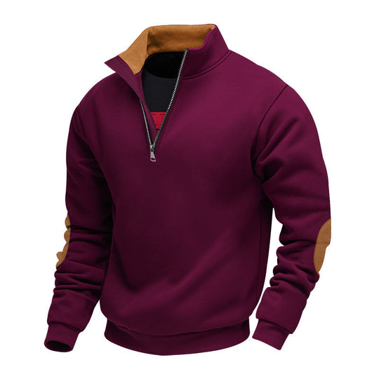 Herren Sweatshirt mit hochwertigem Stehkragen und eleganten akzenten