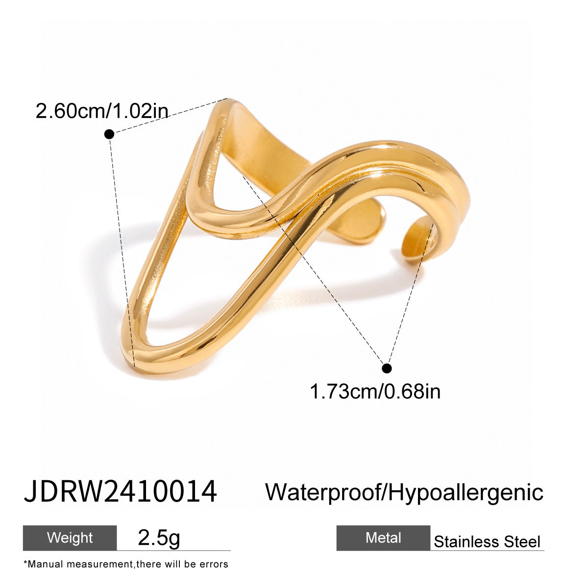 Damen Offenes Design-Armband mit elegantem Wellenmuster aus hypoallergenem Edelstahl Shop Nory