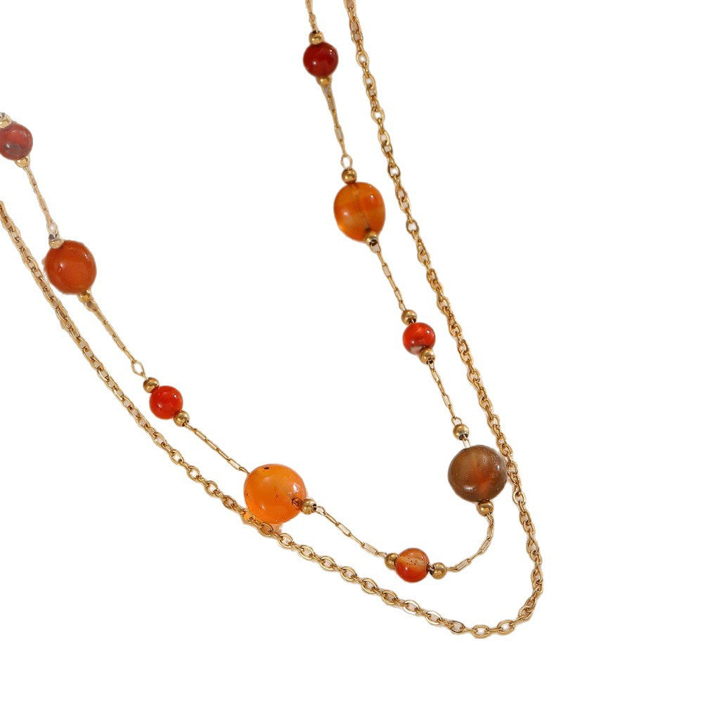 Damen Halskette mit eleganten, transparenten Edelsteinen und feiner Gliederkette Shop Nory