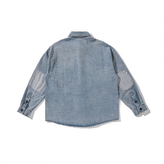 Unisex Kastenförmige Oversized Denim Hemdjacke mit Brusttasche und verwaschener Optik Shop Nory