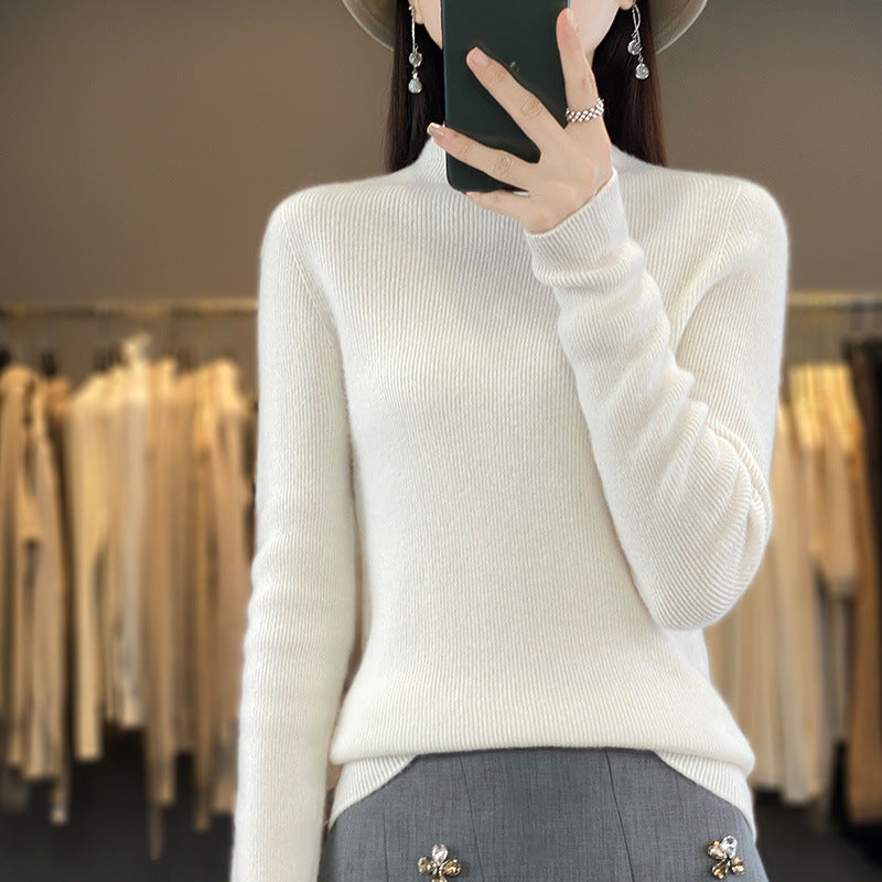 Damen Premium-Feinstrick-Mockneckpullover mit extra langen Ärmelabschlüssen und feiner Rippenstruktur Shop Nory