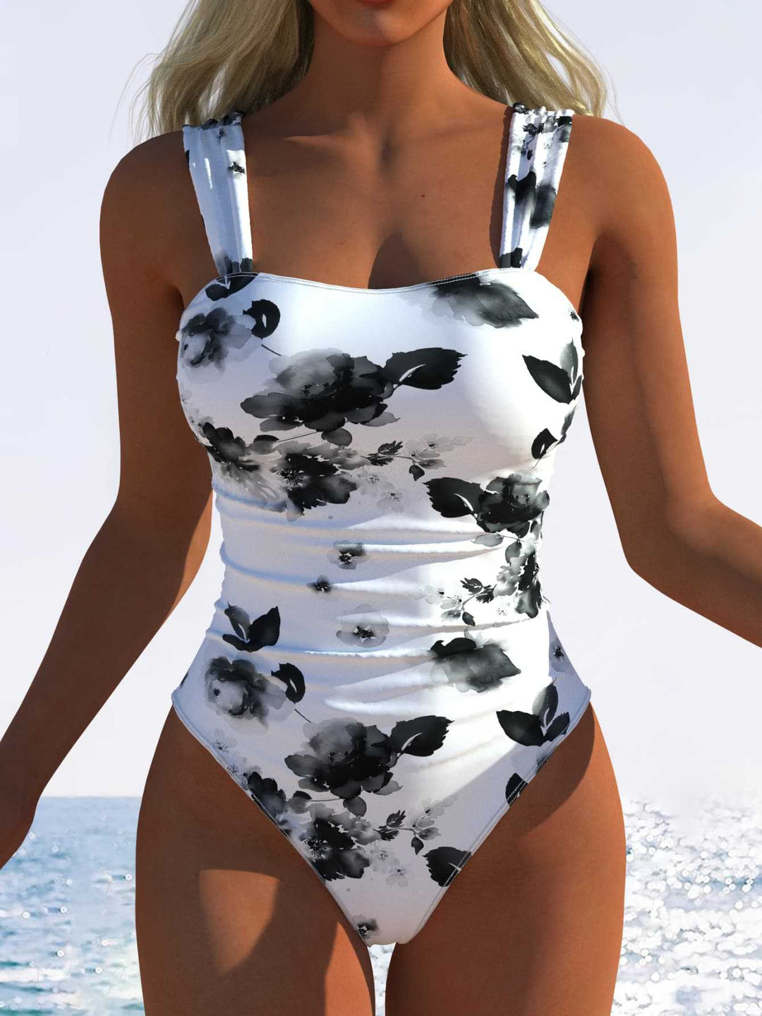 Damen Einteiler Badeanzug mit femininem Floral-Muster und komfortablem Schnitt
