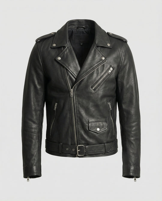 Herren Kunstleder Bikerjacke mit asymmetrischem Reißverschluss