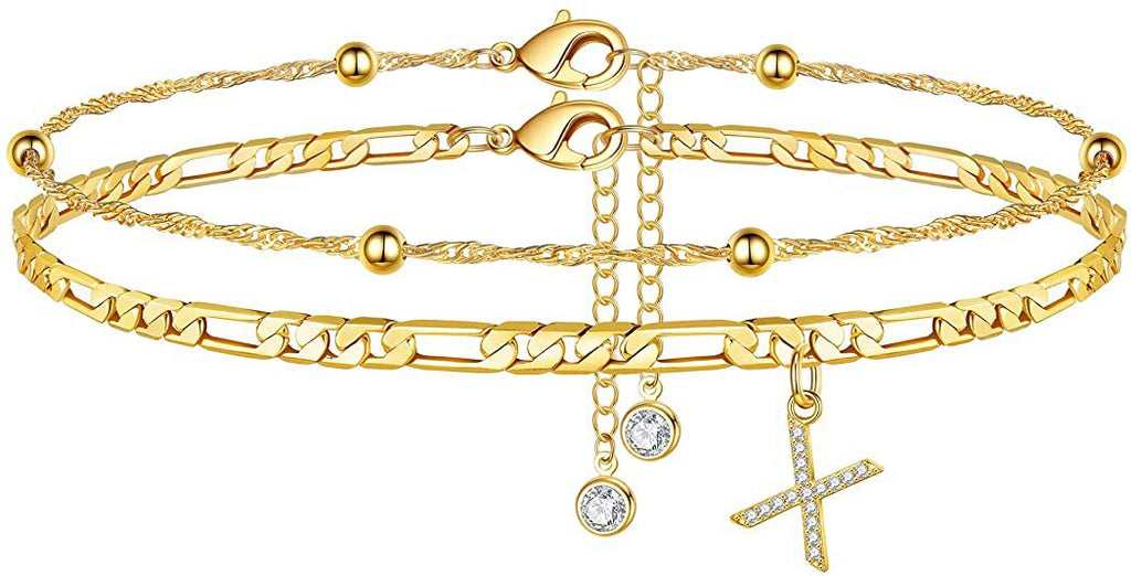 Damen Fußkettchen mit personalisiertem Anhänger und funkelnden Zirkonia-Elementen Shop Nory
