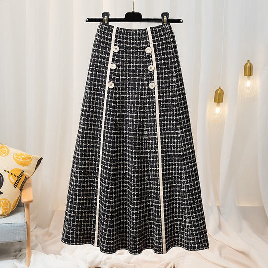 Damen Eleganter und fließender Maxirock mit Knopfdetails Shop Nory