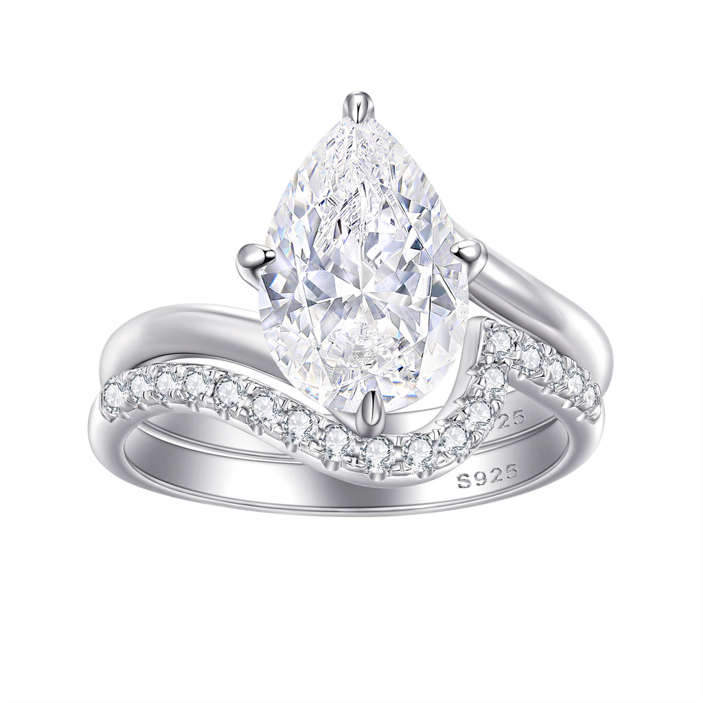 Damen Verlobungsring mit quadratischem Hauptstein und funkelnden Zirkonia-Details Shop Nory