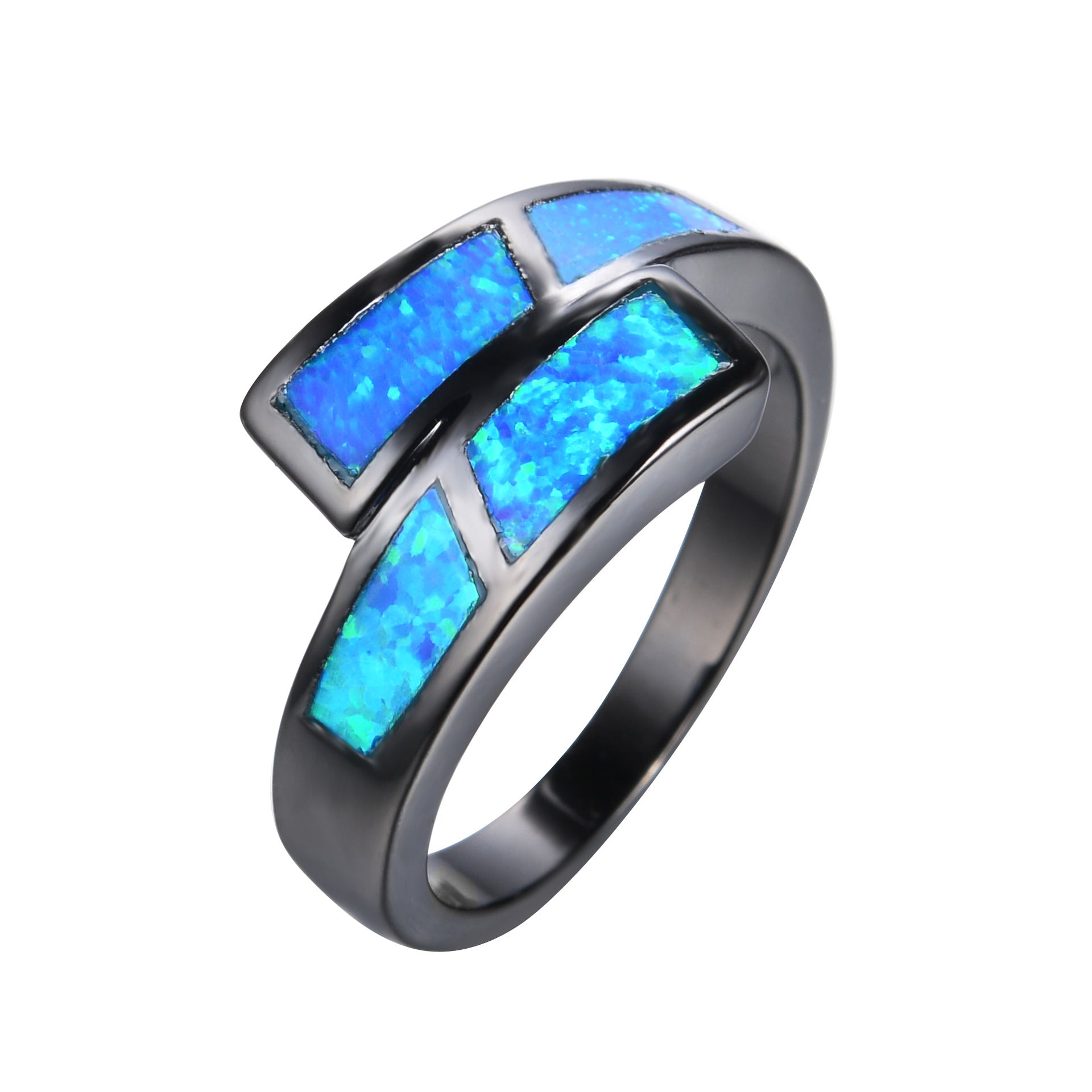 Damen Ring mit modernem, geometrischem Design und schimmernden Opal-Elementen Shop Nory