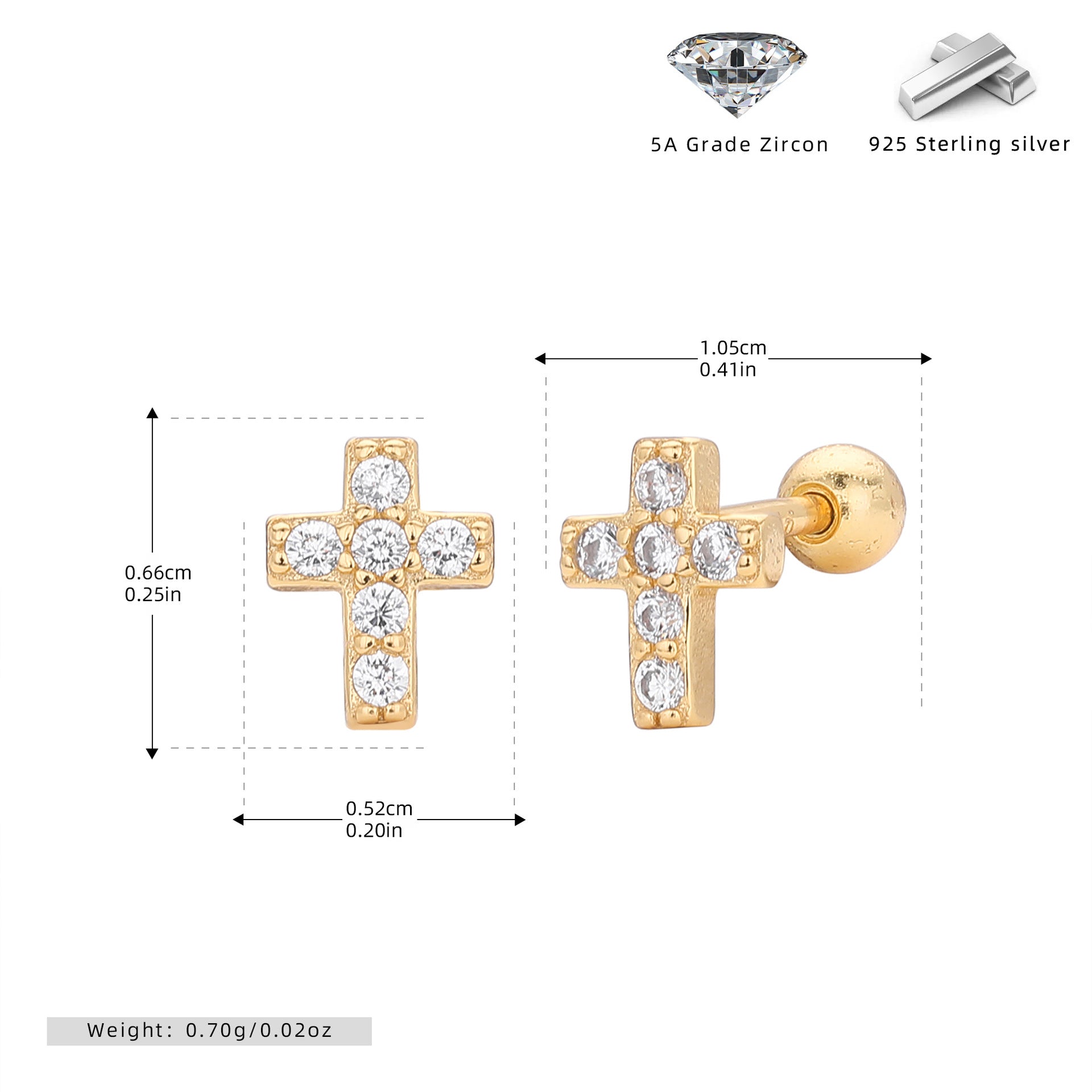 Damen Ohrstecker im stilvollen Kreuzdesign aus hochwertigem 925er Sterling Silber und funkelnden Zirkonsteinen Shop Nory