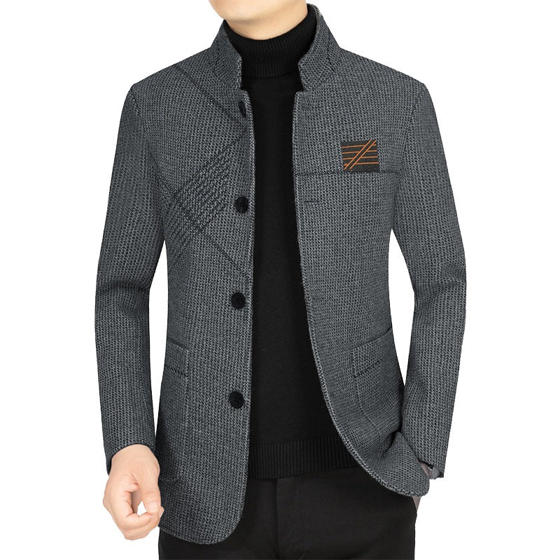 Herren Strick-Sakko mit Rippärmel, Stehkragen und aufgesetzten Taschen Shop Nory