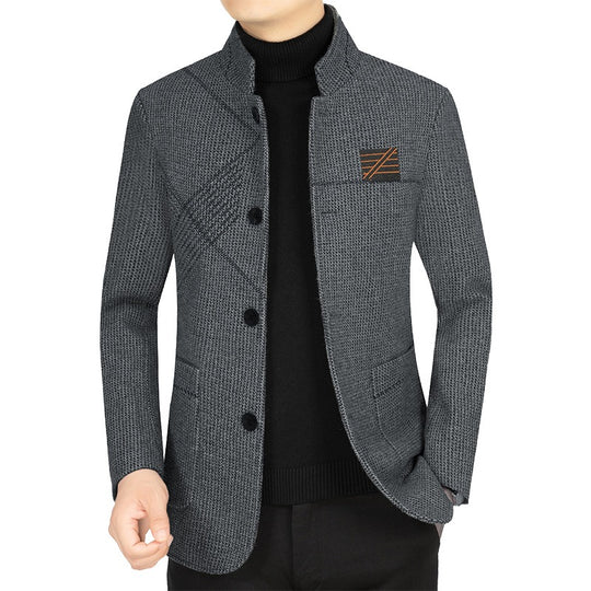 Herren Strick-Sakko mit Rippärmel, Stehkragen und aufgesetzten Taschen Shop Nory