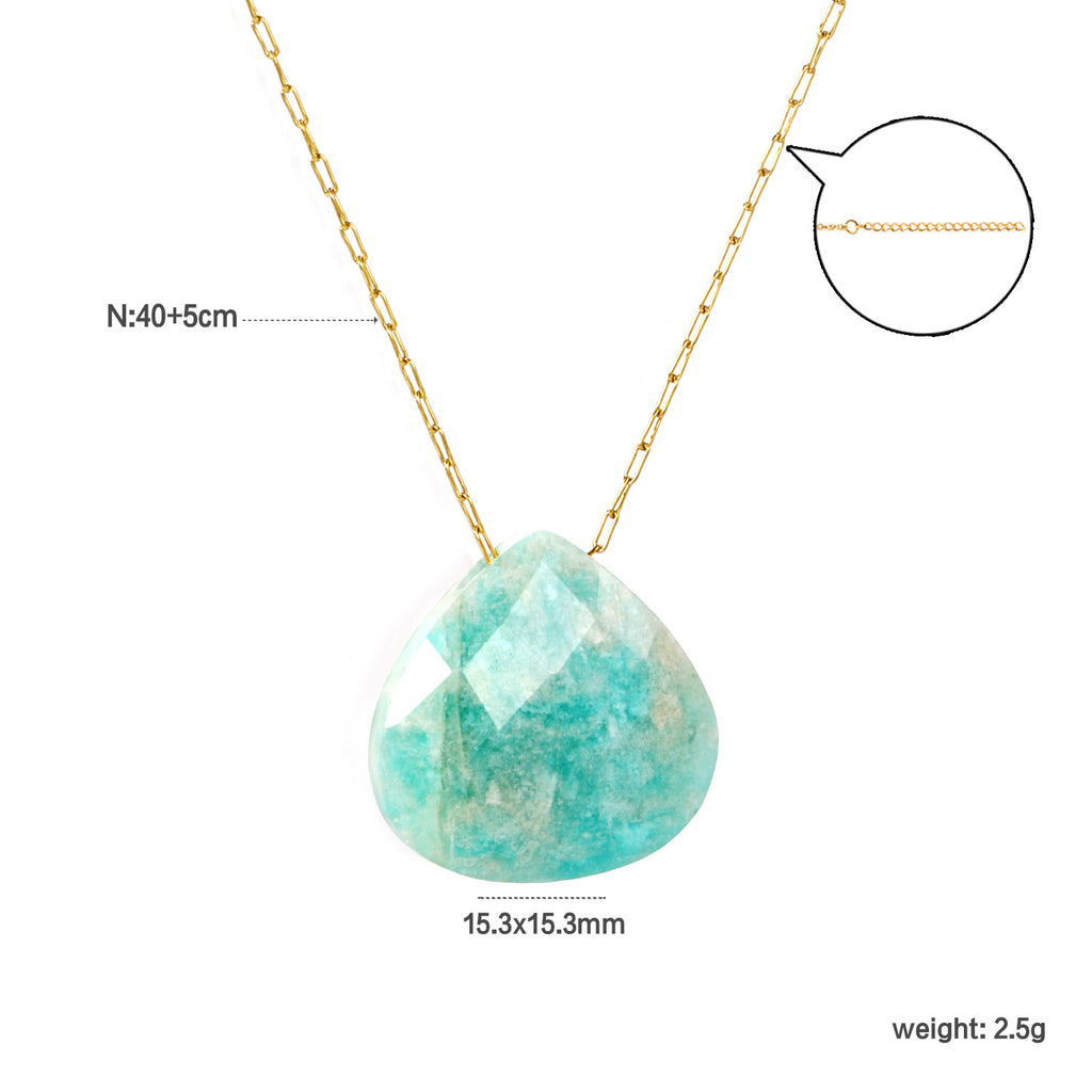 Damen Halskette mit funkelndem Tropfenanhänger und goldplattiertem Edelstahl Shop Nory