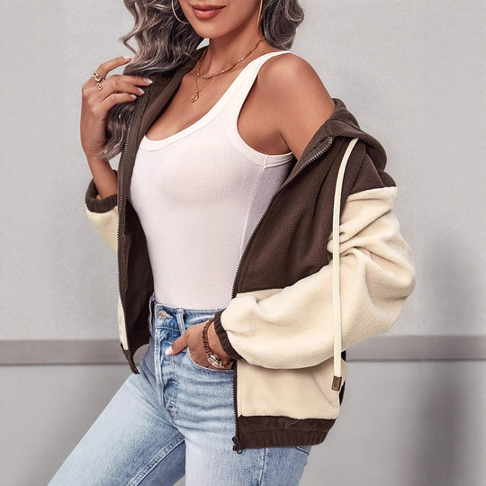 Damen Modischer Fleecejacke mit Kapuze Shop Nory